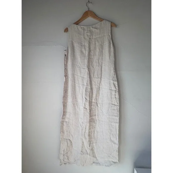 120% Lino Linen Sleeveless Maxi Dress Size 46 or US Size‎ 10 - Picture 7 of 7